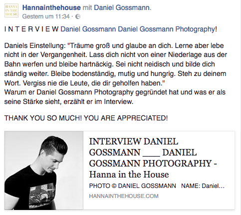 Daniel Gossmann Interview Hannainthehouse